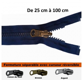 Fermeture séparable réversible Ruban MARINE