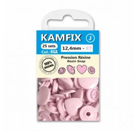 Boutons pressions Coeur rose 12,4mm Kamfix