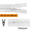 Fermeture éclair, jupe, robe, pantalon de 15 à 60 cm BLANCHE