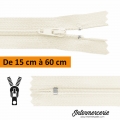 Fermeture éclair, jupe, robe, pantalon de 15 à 60 cm écru