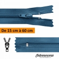 Fermeture Bleu Bluet , jupe, robe, pantalon 15 à 60 cm