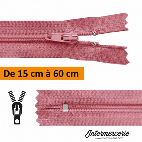 Fermeture Vieux rose , jupe, robe, pantalon 15 à 60 cm